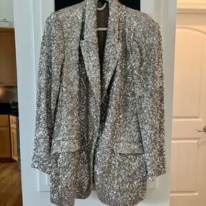 Express Shimmering Silver Women's Blazer